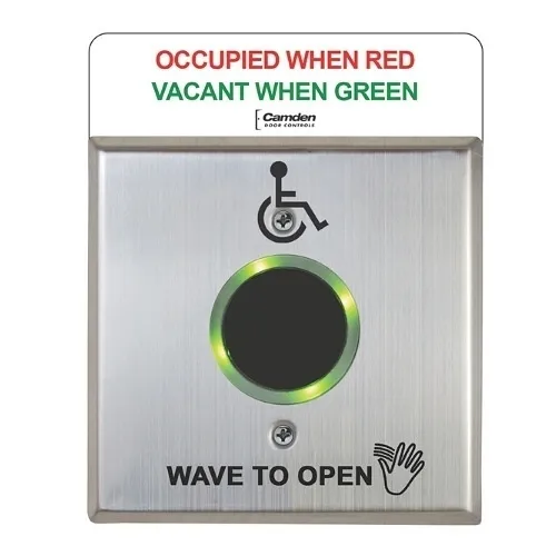 Camden CM-331/42SW-SGLR Touchless Switch with Built-In Door Control with LED Light Ring, Hand Icon, "Wave to Open' text and Wheelchair Symbol