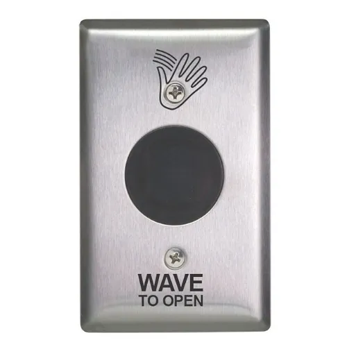 Camden CM-332/41S SureWave Wireless Touchless Switch with Built-In Door Control, Relays, CM-TX99 Wireless Transmitter, Light Ring, Hand Icon and 'Wave to Open' Text