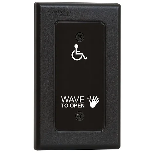Camden CM-332/42 Wired Touchless Switch with Built-In Door Control, 2-Relay, Option for CM-TX99 Wireless Transmitter and Light Ring, Hand Icon, 'Wave to Open' Text and Wheelchair Symbol