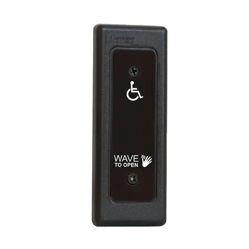 Camden CM-332/42N Wired Touchless Switch, Narrow Faceplate Hand Icon, 'Wave to Open' Text and Wheelchair Symbol