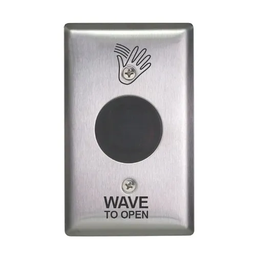 Camden CM-333/41S ValueWave 12/24 AC/DC Powered Touchless Switch or Relays, Single Gang, Stainless-Steel Faceplate, with Light Ring, Wave to Exit Graphics