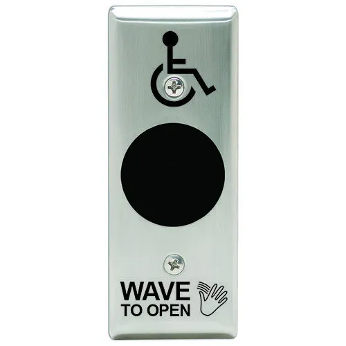 Camden CM-333/42SN SureWave Wired 1-Relay Narrow Faceplate, Wheelchair and Hand Icon, Stainless Steel
