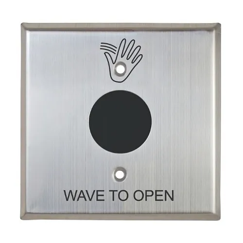 Camden CM-336/41SWL1 SureWave Battery Powered, 915Mhz. Wireless Touchless Switch, Double Gang, Stainless-Steel Faceplate, Hand Icon and Wave to Open Graphics, with Lithium Batteries