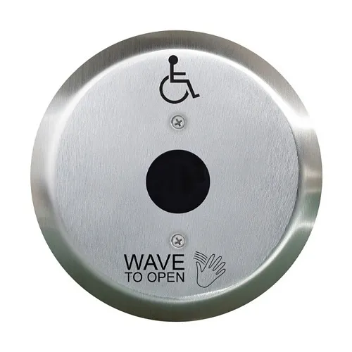 Camden CM-336/42R SureWave Wireless 6" Round Touchless Switch, Stainless-Steel Faceplate, "Wave to Open" Graphics, Black, (Replaces CM-330/42R)