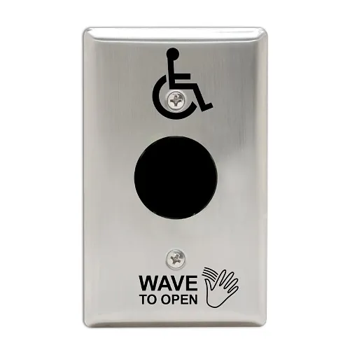 Camden CM-336/42S SureWave Wireless Single Gang Touchless Switch, Stainless-Steel Faceplate, "Wave to Open" Graphics, Black