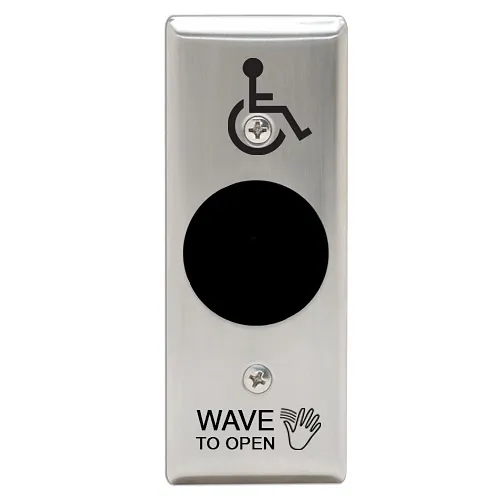Camden CM-336/42SN Wireless No-Touch Switch, Narrow,  'Wave to Open' Text, Stainless Steel Faceplate, Black