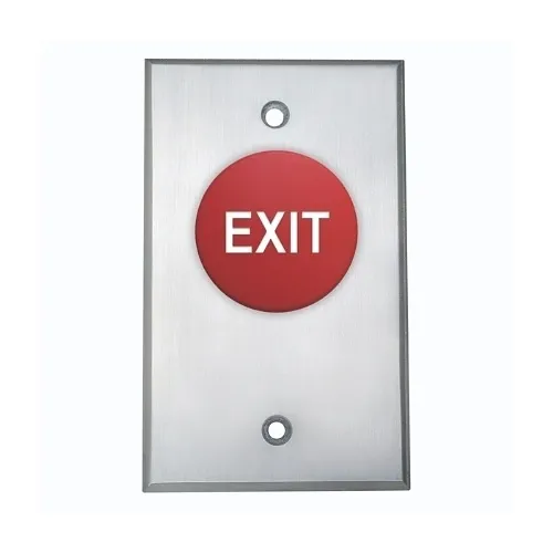 Camden CM-4000RE Spring Return, Normally Open, Momentary, Red Button, 'EXIT' Engraved in White