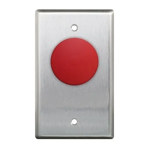 Camden CM-400R Single Gang, N/O Contacts, 5/8" Push Button, Stainless-Steel Faceplate, Red Button