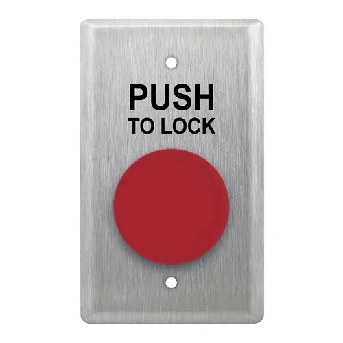 Camden CM-400R/8 Single Gang N/O Mushroom Push Switch, 5/8" Red Mushroom Button with 'Push to Lock' Text
