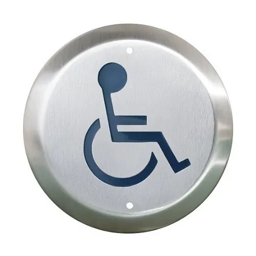 Camden CM-40/2AL 4.5" Round Push Plate Switch with Chair, Left Arrow, Emergency Buttons & Pull Stations