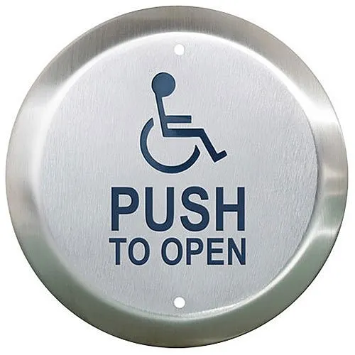 Camden CM-40/4 4" Round Switch, Wheelchair and Push to Open Embassed Handicap Logo