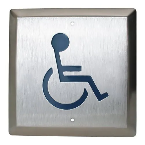 Camden CM-45/2-WT 4" Square Switch Push Button, Handicap Logo, Weatherproof, Weather Tight