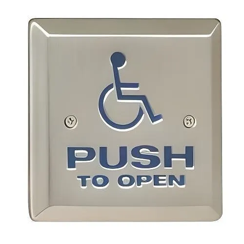 Camden CM-45/3-SB 4-1/2" Square Push Plate Switch with Concealed Screws, Black Graphic, Satin Brass