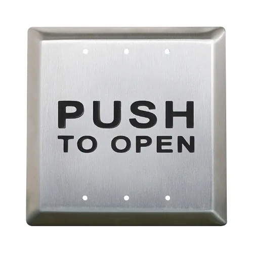 Camden CM-45/3 Series CM-45 4-1/2" Square Push Plate Switch, "Push to Open", Concealed Screws