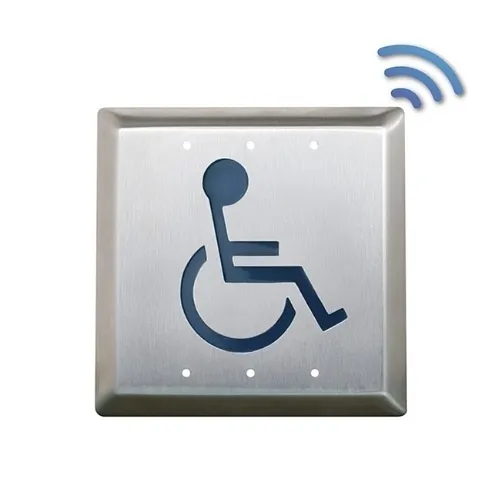 Camden CM-45K/2 1/2" Square Push Plate Switch, Concealed Screws, 'WHEELCHAIR' Symbol