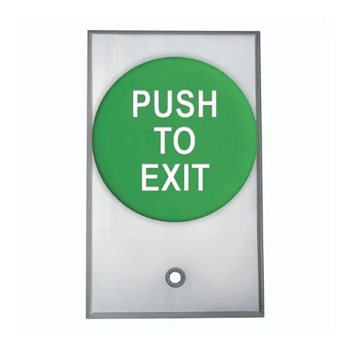 Camden CM-5085GPTE Pneumatic Time Delay Request to Exit Switch, 3/8 in. Button, Aluminum Faceplate Single Gang, Green Button