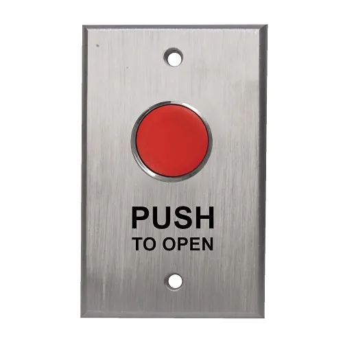 Camden CM-7000R/3 Spring Return N/O, Momentary, Red Button, 'PUSH TO OPEN', Black Graphics
