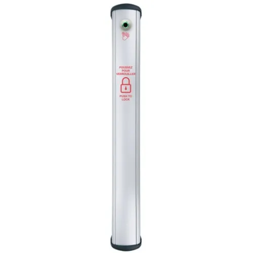 Camden CM-8436VR/8BFE CM-84 Series Column Side Load Push Plate Switch with Hands-Free Sensor, LOCK Symbol and PUSH TO LOCK Bilingual Label, 36" x 6", Anodized Clear Aluminum