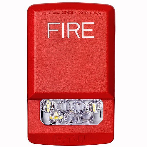 Eaton ELSTR Wheelock Eluxa LED Strobe, Wall, FIRE Lettering, Clear Lens, 24V, 15/30/75/110/135/185 cd, Red