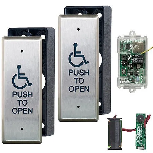 Camden CM-RFL254-A Wireless Kit with 1-Relay Receiver, CM-25 Jamb Width Push Plate