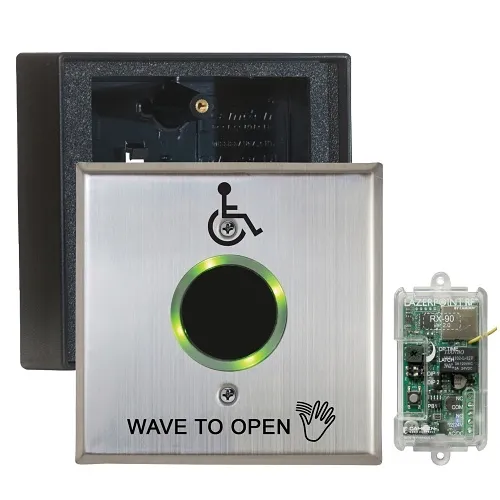 Camden CM-SK336/42SW SureWave CM-336 Series 2-Gang Wireless No-Touch Switch Kit, Battery Powered, 'Wave to Open' Graphics, Stainless Steel