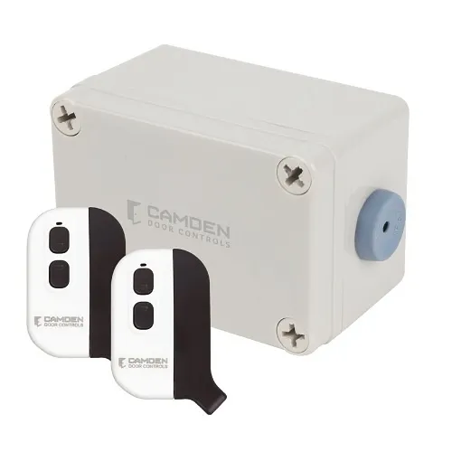 Camden CM-SRFM2 CM-SR Series Secure Wireless Kit with (1) CM-SRX2 2-Channel 868 Mhz Wireless Relay Receiver, (2) CV-WTX2 Ultra Compact 2-Button Key Fob