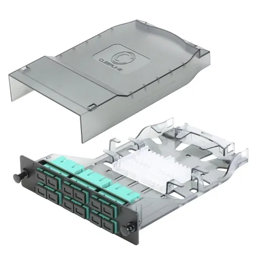 Cleerline SHDSC12-MM HD Splice Cassette, 12 Fiber, Duplex, SC/UPC, 50 µm OM3, 1m Pigtails