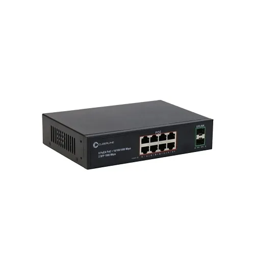 Cleerline SSF-2SFPx8RJ45POE-1G 2 x SFP to 8 x RJ45 PoE+ Gigabit Non-Managed Switch