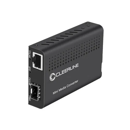 Cleerline SSF-SFP-RJ45-1G Gigabit 10/100/1000Base-Tx to 100/1000Base-X SFP Extender, AC US Power Supply
