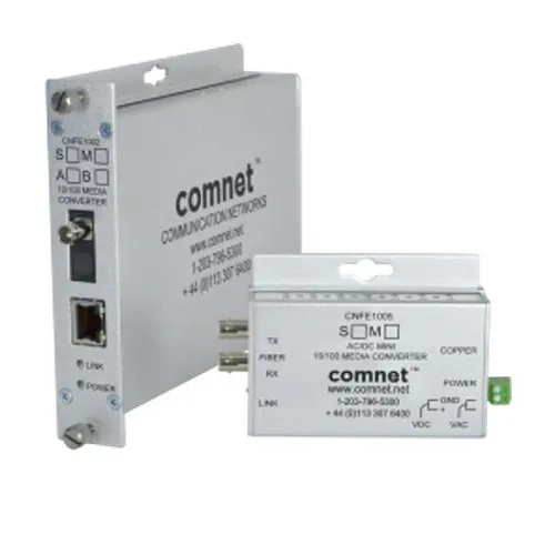 ComNet CNFE1002M1A CNFE100X Series Ethernet Electrical to Optical Media Converter, A, ST Connector, Multimode, Fiber, 100Mbps