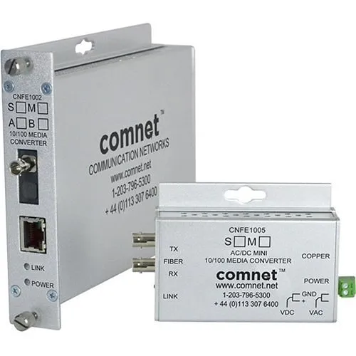 ComNet CNFE1003SAC2-M Small Size Media Converter, SC Connector, AC/DC Power, Single Mode, Fiber, 100Mbps
