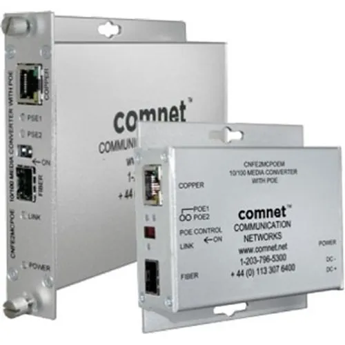 ComNet CNFE2MCPOE/M 2-Port Mini Ethernet Media Converter with PoE, 10/100Mbps