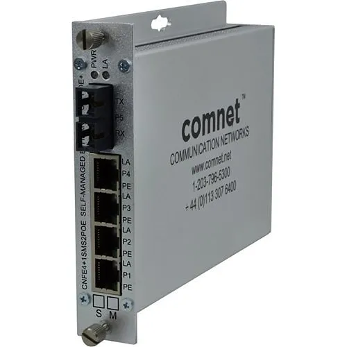 Comnet CNFE4+1SMSM2POE 10/100TX 4TX/1FX Ethernet Self-Managed Switch with Power Over Ethernet PoE