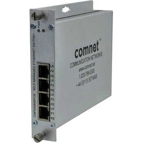 ComNet CNFE4SMSPOE 4-Port Ethernet Self-Managed Switch with PoE+, up to 100m (328'), 10/100Mbps