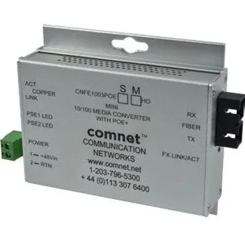 ComNet CNFESFPMCPOE60/M Hardened Media Converter, 48V PoE, 60W, 100Mbps
