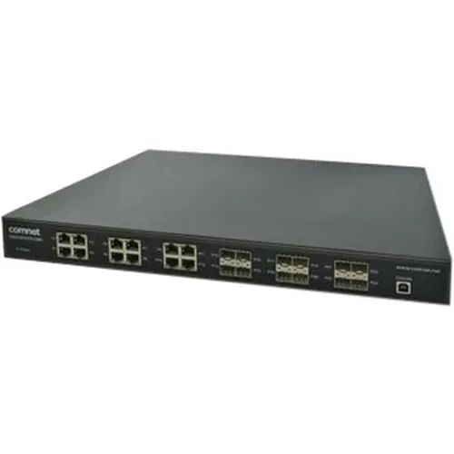 ComNet CNGE24FX12TX12MS 24-Port Hardened Managed Ethernet Switch, 12V