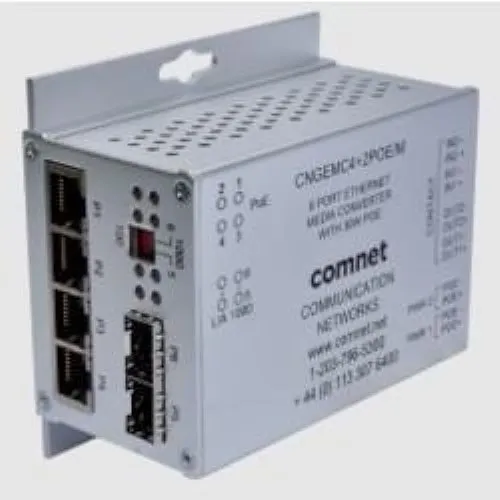ComNet CNGEMC4+2POEHO/M 4-Port Gigabit Ethernet Switch with 2-SFP, 60W PoE