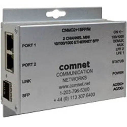 ComNet CNMC2+1SFP/M 2-Channel 10/100/1000 Mbps Ethernet Electrical to Optical Media Converter