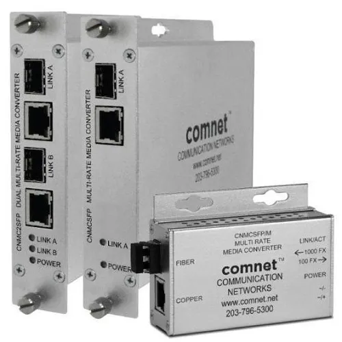 Comnet CNMC2SFP Dual Multi-Rate 10/100/1000 Mbps Ethernet Media Converters, 10-Pack
