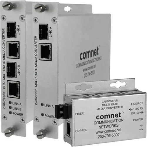 ComNet CNMC2SFPPOE ComFit Dual 10/100/1000 Mbps Ethernet Media Converter with IEEE 802.3at 30W PoE+