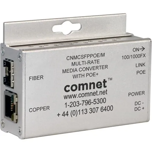 ComNet CNMCSFPPOE/M Ethernet Media Converters with 100FX and 1000FX Support Optional PoE, 10/100/1000Mbps