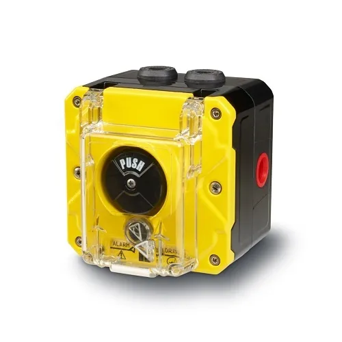 Federal Signal CP-PB-M-Y-2-FNN-00-1 Push Button Call Point, Dual/Screw Terminal, M20, Lift Flap, Yellow