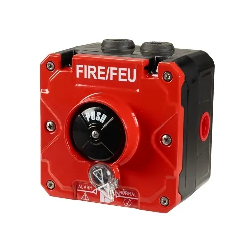 Federal Signal CP-PB-N-R-1-NFN-00-3 Push Button Call Point, Single/Screw Terminal, 1/2 NPT, No Lift Flap, Red