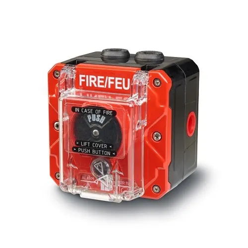 Federal Signal CP-PB-N-R-2-FFN-00-3 Push Button Call Point, Dual/Screw Terminal, 1/2 NPT, Lift Flap, Red