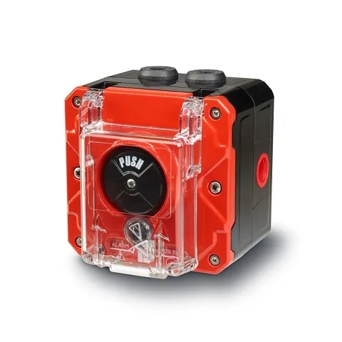 Federal Signal CP-PB-N-R-2-FNN-00-4 Push Button Call Point, Dual/Screw Terminal, 1/2 NPT, Lift Flap, Red