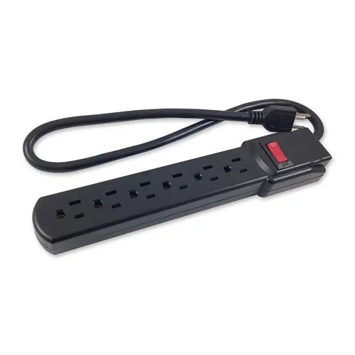 Comprehensive CPWR-SP6-12B 6-Outlet Black Surge Protector 12' AC Cord