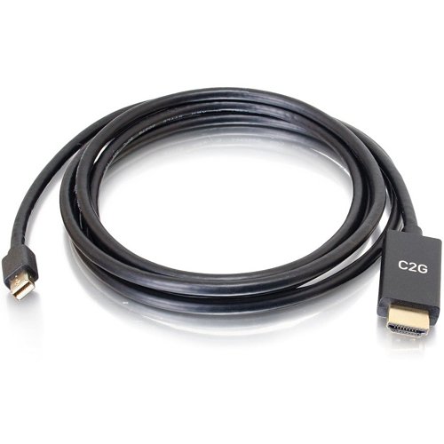C2G CG54435 Mini DisplayPort Male to HDMI Male Passive Adapter Cable, 4K 30Hz, 3' (0.9m)