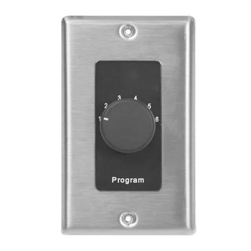 Lowell CS6-DSB Program Selector Switch with 1-Gang Decorator Wall Plate, Stainless Steel / Black