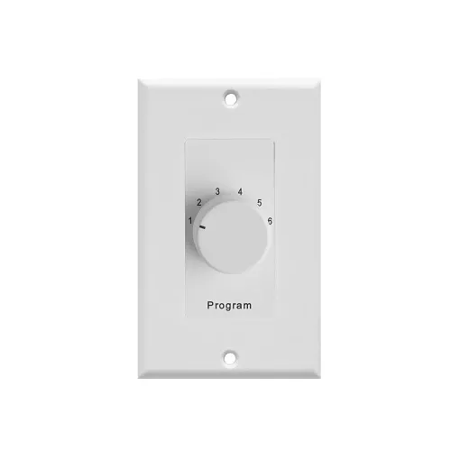Lowell CS6-DW Program Selector Switch with 1-Gang Decorator Wall Plate, White