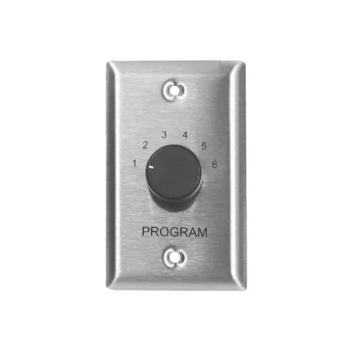 Lowell CS6-SS Program Selector Switch with 1-Gang Standard Wall Plate, Stainless Steel
